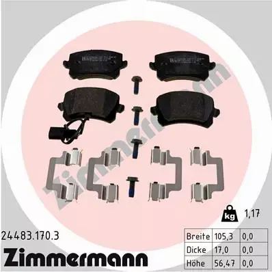 ZIMMERMANN KLOCKI HAMULCOWE TYŁ 24483.170.3 