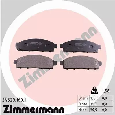 ZIMMERMANN KLOCKI HAMULCOWE PRZÓD 24529.160.1 