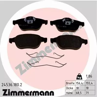 ZIMMERMANN KLOCKI HAMULCOWE PRZÓD 24536.180.2 