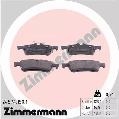 ZIMMERMANN TARCZE+KLOCKI TYŁ TOYOTA YARIS P9 P13 