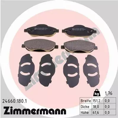 ZIMMERMANN KLOCKI HAMULCOWE PRZÓD 24660.180.1 