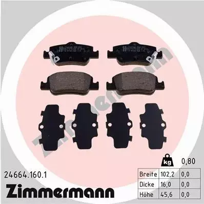 ZIMMERMANN KLOCKI HAMULCOWE TYŁ 24664.160.1 