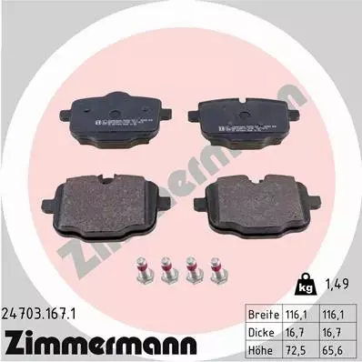 ZIMMERMANN KLOCKI HAMULCOWE TYŁ 24703.167.1 