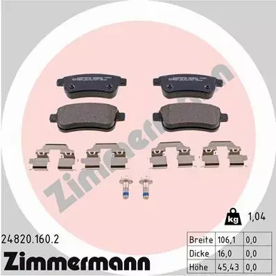 ZIMMERMANN KLOCKI HAMULCOWE TYŁ 24820.160.2 