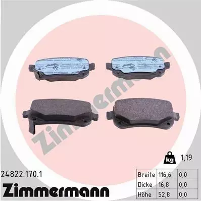 ZIMMERMANN KLOCKI HAMULCOWE TYŁ 24822.170.1 