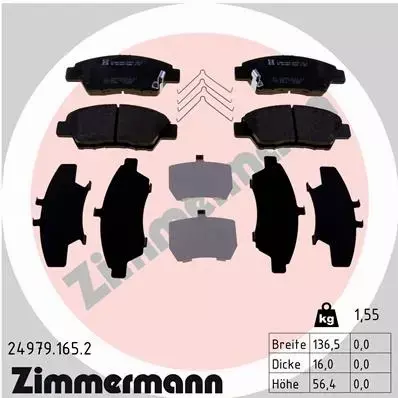 ZIMMERMANN TARCZE+KLOCKI P HONDA JAZZ III IV 262MM 