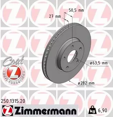 ZIMMERMANN TARCZA HAMULCOWA 250.1315.20 