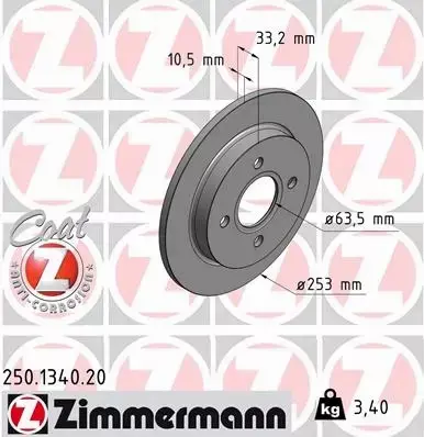 ZIMMERMANN TARCZE+KLOCKI TYŁ FORD FOCUS I MK1 