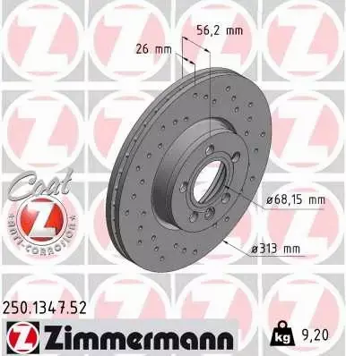 ZIMMERMANN TARCZE+KLOCKI P+T VW TRANSPORTER T4 313MM 