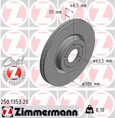 ZIMMERMANN TARCZE HAMULCOWE PRZÓD 250.1353.20 