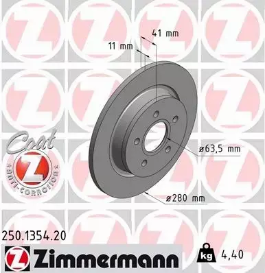 ZIMMERMANN TARCZE+KLOCKI TYŁ FORD FOCUS MK2 280MM 