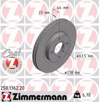 ZIMMERMANN TARCZE+KLOCKI PRZÓD FORD B-MAX 278MM 