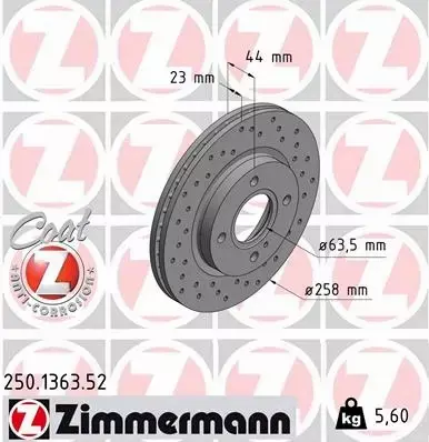 ZIMMERMANN TARCZE+KLOCKI P FORD FIESTA VI 258MM 