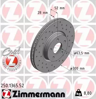 ZIMMERMANN TARCZE HAMULCOWE SPORT PRZÓD 250.1365.52 