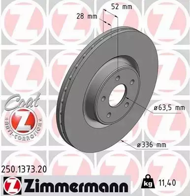 ZIMMERMANN TARCZA HAMULCOWA 250.1373.20 