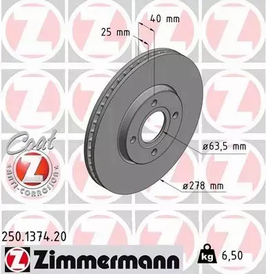 ZIMMERMANN TARCZE+KLOCKI PRZÓD FORD ECOSPORT 278MM 