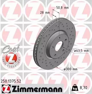 ZIMMERMANN TARCZE HAMULCOWE SPORT PRZÓD 250.1375.52 