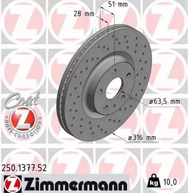 ZIMMERMANN TARCZE HAMULCOWE SPORT PRZÓD 250.1377.52 