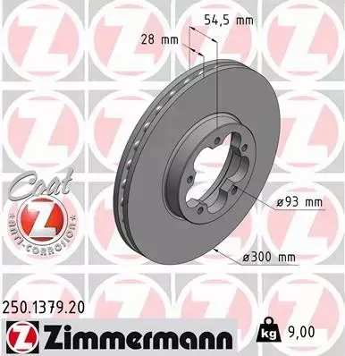 ZIMMERMANN TARCZE HAMULCOWE PRZÓD 250.1379.20 