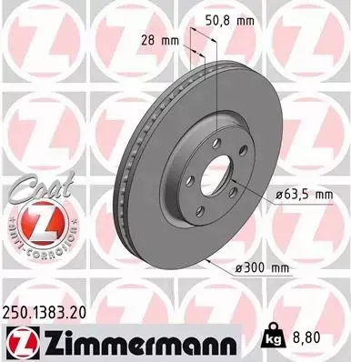 ZIMMERMANN TARCZE HAMULCOWE PRZÓD 250.1383.20 