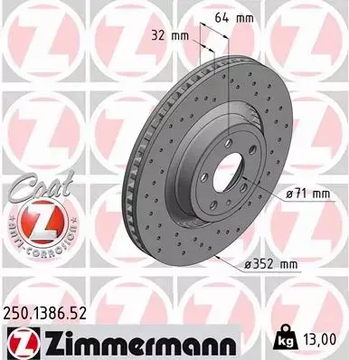 ZIMMERMANN SPORT TARCZE PRZÓD FORD MUSTANG 352MM 