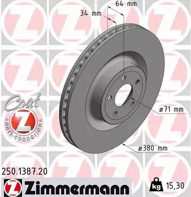 ZIMMERMANN TARCZE PRZÓD FORD MUSTANG 14- 380MM 