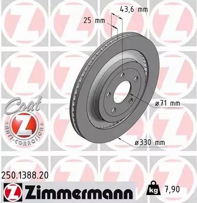 ZIMMERMANN TARCZE TYŁ FORD MUSTANG 14- 330MM 