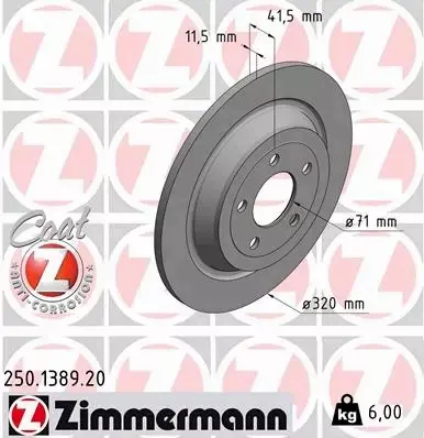 ZIMMERMANN TARCZE TYŁ FORD MUSTANG 14- 318MM 