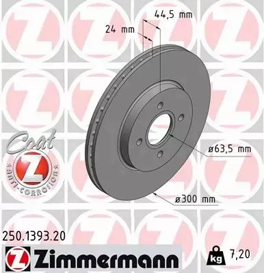 ZIMMERMANN TARCZA HAMULCOWA 250.1393.20 