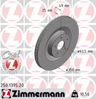 ZIMMERMANN TARCZA HAMULCOWA 250.1395.20 