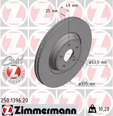 ZIMMERMANN TARCZA HAMULCOWA 250.1396.20 