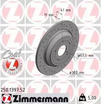 ZIMMERMANN TARCZA HAMULCOWA 250.1397.52 