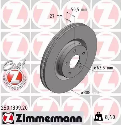 ZIMMERMANN TARCZA HAMULCOWA 250.1399.20 