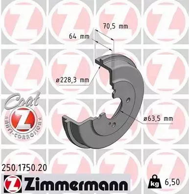 ZIMMERMANN BĘBEN HAMULCOWY TYŁ 250.1750.20 