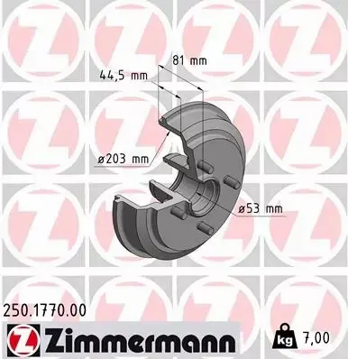 ZIMMERMANN BĘBEN HAMULCOWY TYŁ 250.1770.00 