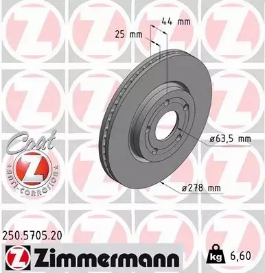 ZIMMERMANN TARCZA HAMULCOWA 250.5705.20 