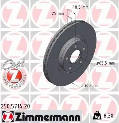 ZIMMERMANN TARCZA HAMULCOWA 250.5714.20 