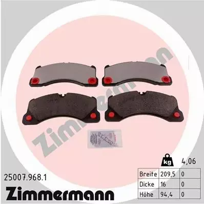 ZIMMERMANN KLOCKI HAMULCOWE PRZÓD 25007.968.1 