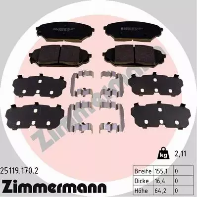 ZIMMERMANN KLOCKI HAMULCOWE PRZÓD 25119.170.2 