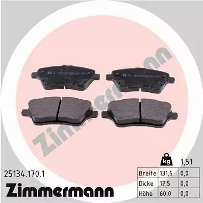 ZIMMERMANN TARCZE+KLOCKI PRZÓD FORD B-MAX 278MM 