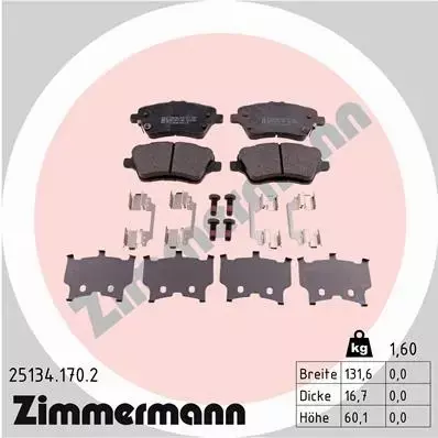 ZIMMERMANN KLOCKI HAMULCOWE PRZÓD 25134.170.2 