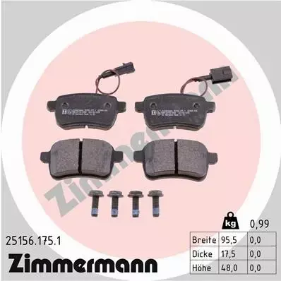 ZIMMERMANN KLOCKI HAMULCOWE TYŁ 25156.175.1 