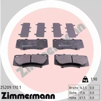 ZIMMERMANN KLOCKI HAMULCOWE PRZÓD 25209.170.1 