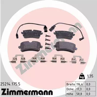 ZIMMERMANN KLOCKI HAMULCOWE TYŁ 25214.175.5 