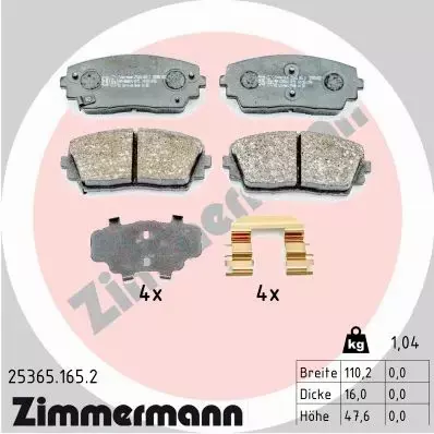 ZIMMERMANN KLOCKI HAMULCOWE 25365.165.2 