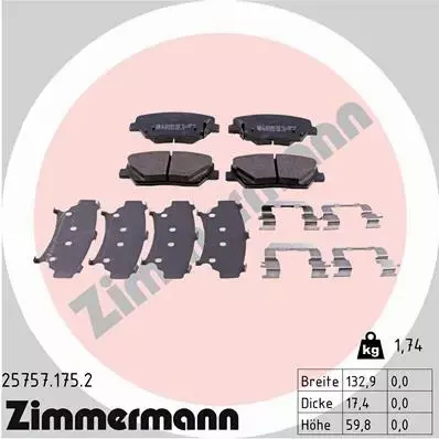 ZIMMERMANN TARCZE+KLOCKI PRZÓD KIA CARENS IV 280MM 