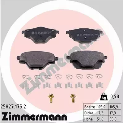 ZIMMERMANN KLOCKI HAMULCOWE TYŁ 25827.175.2 