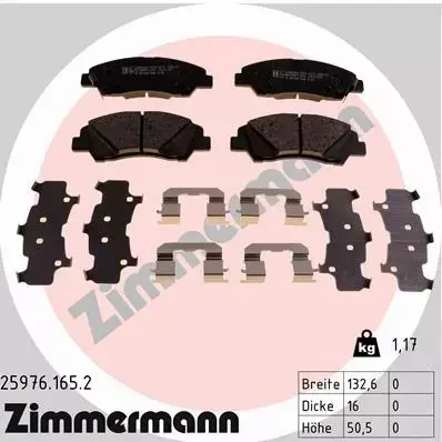 ZIMMERMANN KLOCKI HAMULCOWE PRZÓD 25976.165.2 