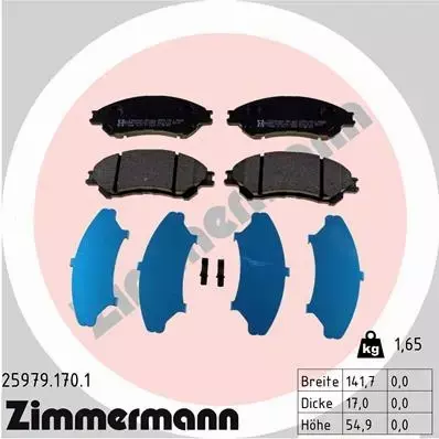 ZIMMERMANN KLOCKI HAMULCOWE PRZÓD 25979.170.1 