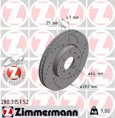 ZIMMERMANN TARCZE HAMULCOWE SPORT PRZÓD 280.3157.52 